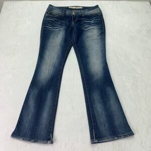 Grane Juniors Sz 9 Selma Low Rise Curvy Dark Faded Flared Leg Denim Blue Jeans